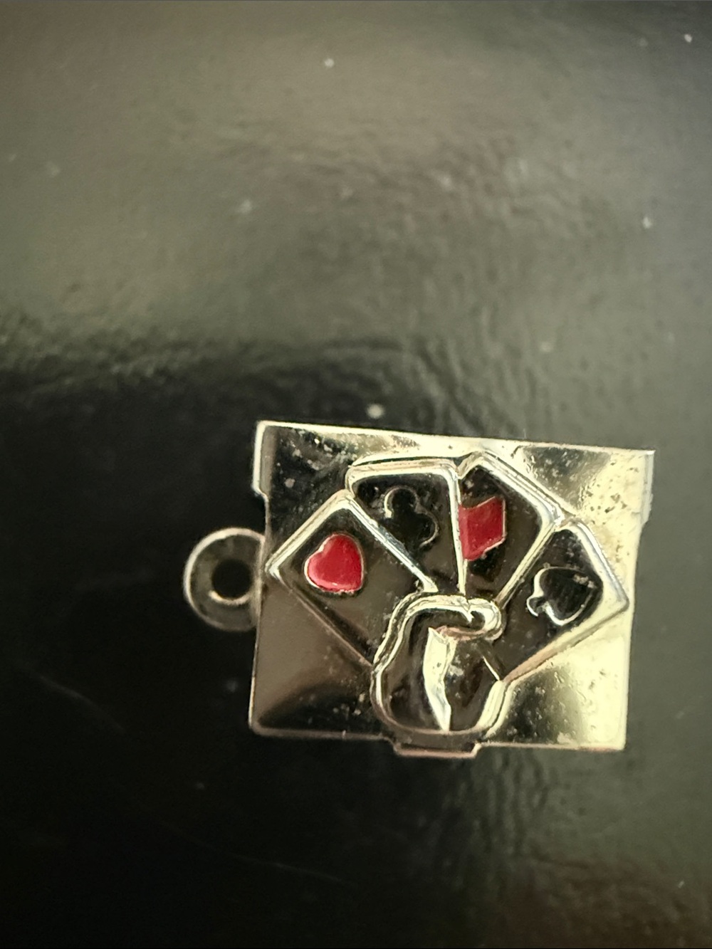 Vintage 1950s 925 Mechanical Playing Cards Box Charm Mid-Century
